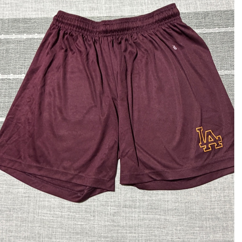 Badger Sport  Small Maroon LA Logo Athletic‎ Shorts Burgundy Performance S